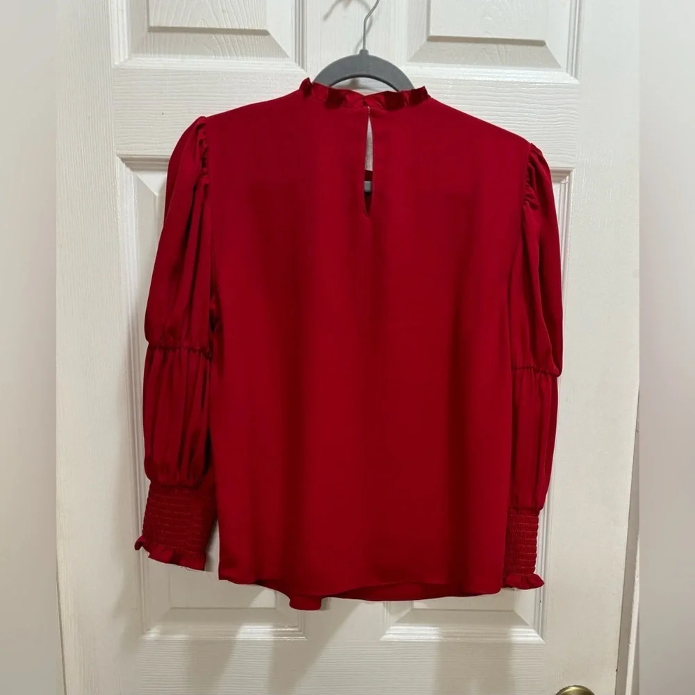 Amanda Uprichard High Neck Scruch Sleeves Top Career Office Romantic Size Small - Picture 2 of 8